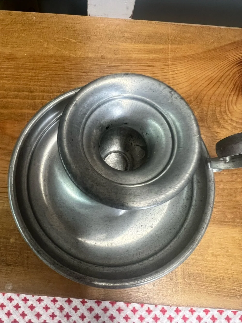 Vintage early American pewter by web chamberstick candle holder grandma core